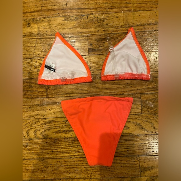 NWOT Fashion Nova Clear Skies PVC Bikini in Orange - Picture 6 of 9